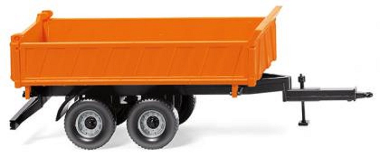 Three-way tipper trailer municipal orange - Model Car, Ready-made - Wiking 1:87 - Collectible