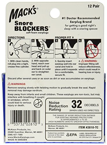 Mack's Snore Blockers Soft Foam Earplugs - 12 Pair