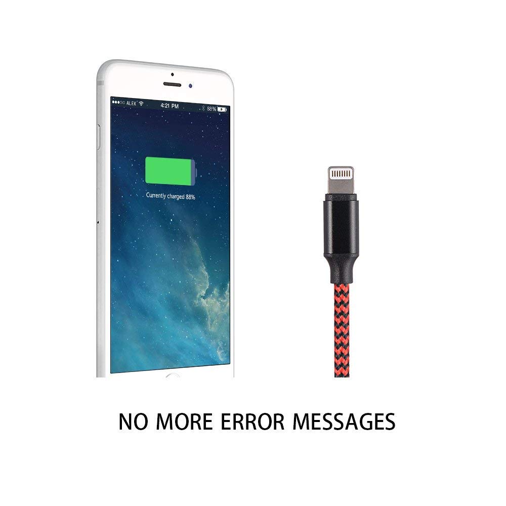 Yostyle 1ft Short Phone Charger Cable, Nylon Braided USB Charging & Syncing Cord Compatible with Phone X XS Max XR/8/8 Plus 7/7 Plus 6/6s Plus 5/5s/5c, Pad Mini/Air/Pro Pod Touch - 4Pack