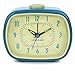 Kikkerland Retro Alarm Clock – Vintage Decor for Bedroom, Nightstand, Living Room, or Office – Battery Operated, Glow in The Dark, Decorative Analog Clock, Blue
