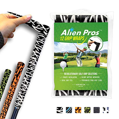 Alien Pros Golf Grip Wrapping Tapes (12-Pack) - Innovative Golf Club Grip Solution - Enjoy a Fresh New Grip Feel in Less Than 1 Minute (12-Pack, Hyperplanes)