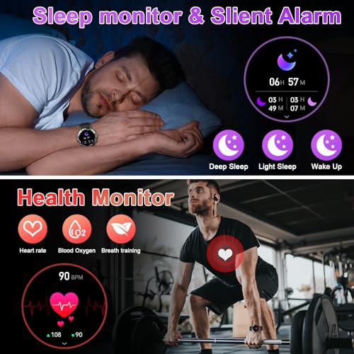 Men's Smartwatch with Calls: Military Waterproof Fitness Tracker Bluetooth Digital Smart Watch Sports Pedometer Bracelet Activity Heart Rate Monitor Sleep Monitor for iOS Android