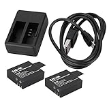 SJCAM SJ7 STAR Dual Slot Battery Charger and Two Batteries 1000 mAh 3.8V Lithium Ion Rechargeable Set