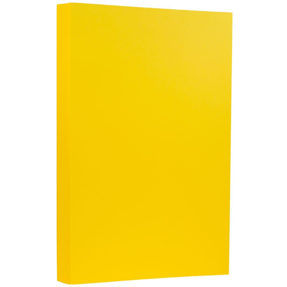 JAM PAPER Bright Coloured Cardstock - 215.9 x 355.6 mm Coverstock - 176gsm - Yellow Recycled - 50 Sheets/Pack