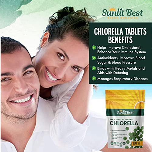 Sunlit Best USDA Organic Premium Chlorella Tablets 1000 Tabs 100