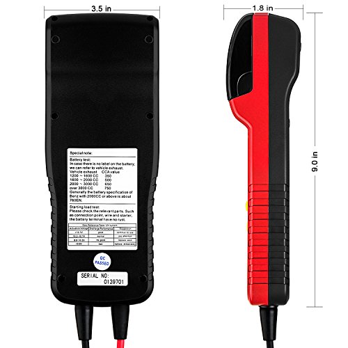 ANCEL BST 500 Professional 12V / 24V Automotive Load Battery Tester Print Data Available Digital Analyzer Bad Cell Test Tool for Car / Truck / Motorcycle and More (Black/Red)