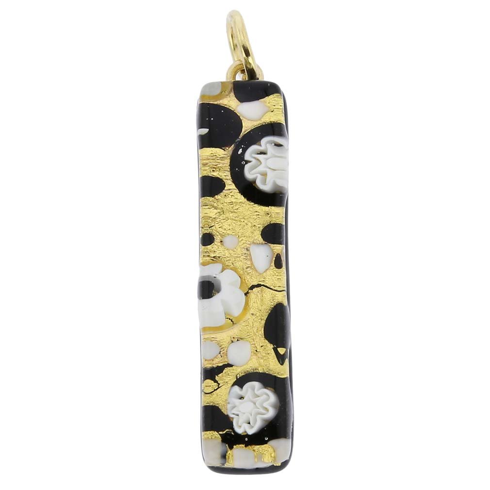Glass Of Venice Murano Glass Venetian Reflections Stick Pendant - Black Gold