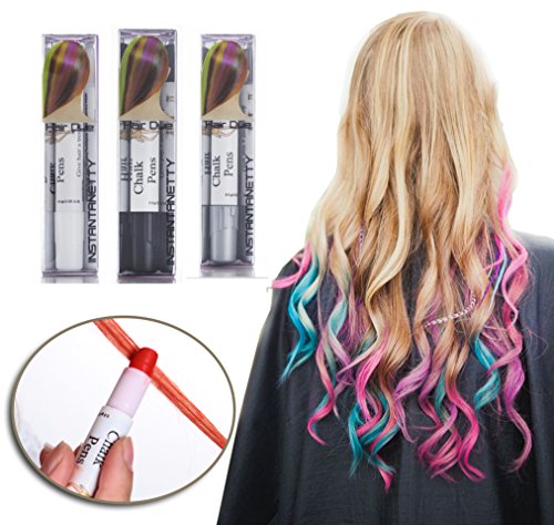 UPC 710874006564, Professional Waxy Hair Chalk Pens Hair Chalk Salon Temporary Hair Color Dye Touch-up (3 Packs- Black+ White+Silver#35)