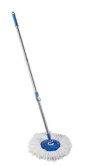 UNIQOUTLET Stainless Steel and Plastic 360 Degree Spin Rod Rotating Pole Cleaning Mop (Multicolour)