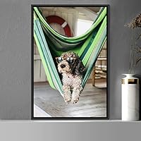 Framed Canvas Wall Art Pupper Animals Chic Dogs Multicolor Photography Urban - 16x24 inches