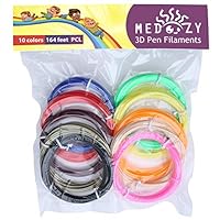 MeDoozy 3D pen filament refills - PCL filament 1.75mm - eco-friendly 3D filament - non-toxic 3D printer filament - odorless 3D printing filament - kids safe 3D pen refill - 10 colors 16.4 feet each