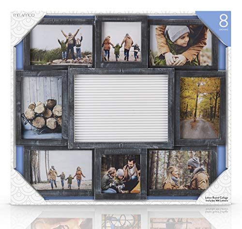 MELANNCO Customizable Letter Board with 8-Opening Photo Collage, 19-Inch-by-17-Inch, Black