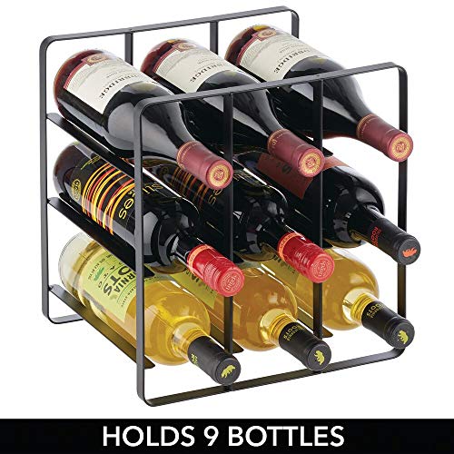 mDesign Metal Farmhouse FreeStanding Water Bottle and Wine Rack