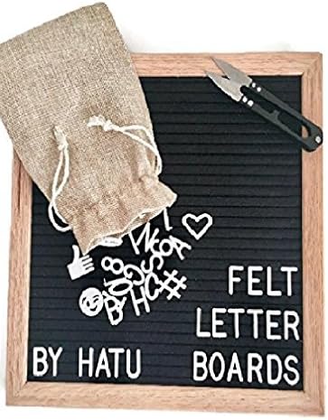 10x10 Felt Letter Board - Changeable Letter Board - Includes 338 Letters, Numbers, Symbols and Emojis. Includes Scissors and Retractable Stand, Saw-tooth Wall Mount. Oak Frame. (Black)