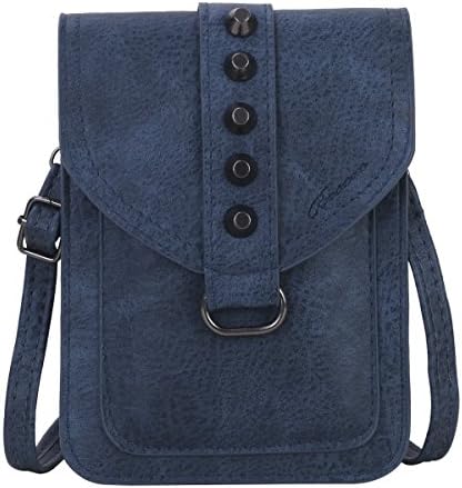 Bosam Classy Cell Phone Bag Pouch Leather Wallet With Strap and D-ring Crossbody purse for Smartphone(Blue)