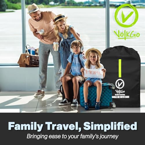 V VOLKGO Large Stroller Bag for Airplane, Large Cover for Airtravel, Jogger & Umbrella Stroller Cover for Travel - Fits Wide, Gate Check Bag, Heavy Duty Durable Infant carrier covers for Air Travel