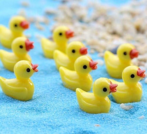 YesluckY 20Pcs Animal Rabbit Duck Swan Ornament Resin Miniature Figurine Plant Pot Garden Decor Toys Home Crafts Classic Art Collectible(Yellow Duck)