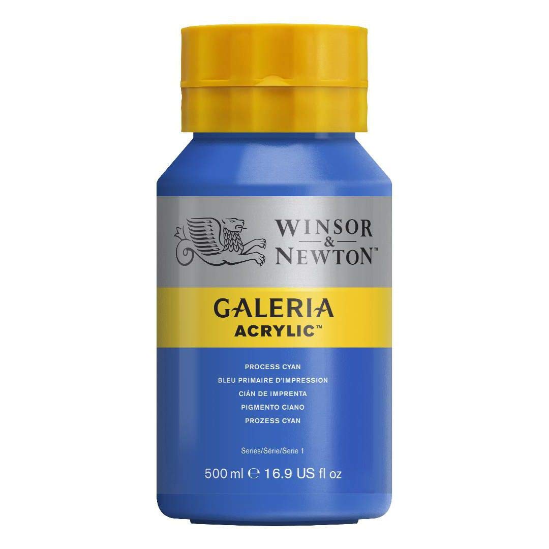 Winsor & Newton Series 1 500ml Bottle Galeria Acrylic Colour with Nozzle Cap - Process Cyan,GAL 2150535