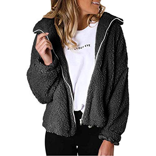 Sanyyanlsy Ladies Faux Cashmere Jacket Long Sleeve Fluffy Plush Lapel Women Winter Warm Outwear Coat Sweater Anorak Tops Black