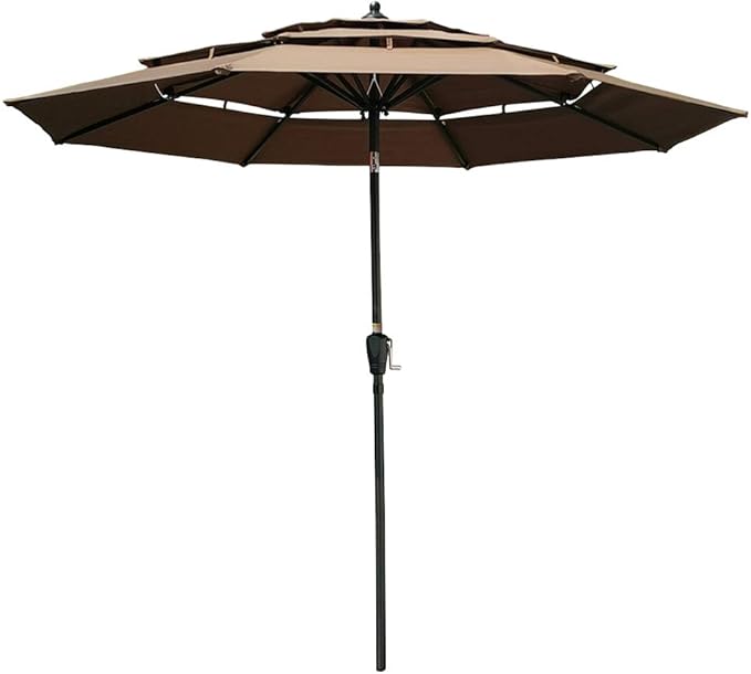 SOIMISS 9Ft 3 Tiers Umbrella Outdoor Steel Patio Umbrella