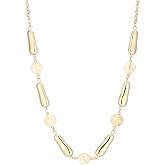 Long Gold Beaded Necklaces for Women Long Chain Necklace with Chunky Resin/Pearl Beads Gold Costume Jewelry Gifts