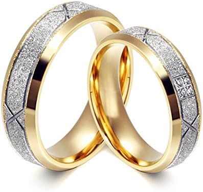 Titanium Stainless Steel Cubic Zirconia Wedding Band Set Engagement Promise Anniversary Couple Ring