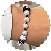 TUCEWP 8 Ball Bracelets Lucky Pool Ball Bracelet Gift for Billiards Lover Acrylic Dice Beads Stretch Bracelets Black Eight Ball Bracelets Punk Goth Billiard Bracelets for Men Women Pool Player Gift