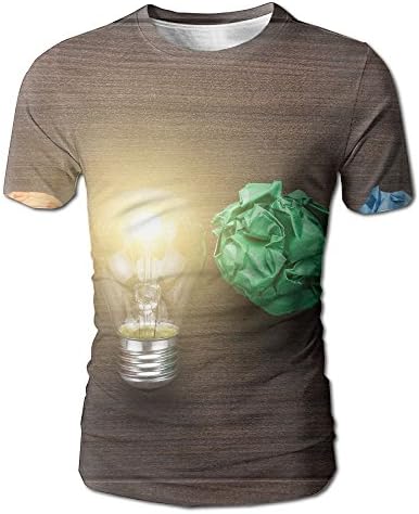 JeanCo Mens Great Idea Concept With Crumpled colorful Paper and Light Bulb On Wooden Table Casual Style T Shirt White S