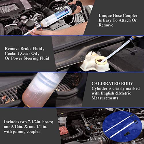 WADEO Oil Fluid Extractor, Fluid Change Syringe 200cc, Extraction&Fill