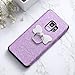 LONTECT Compatible Galaxy S9 Case Glitter Sparkle Bling Shock Absorbing Flex TPU Rubber Case Cover with Cute Ring Grip Holder Kickstand for Samsung Galaxy S9, Purple