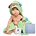 Adorable Soft Cotton Puppy Hooded Baby Towel [Green], Large Sized:30X30 Inch | Soft Washcloth | Designed Greeting Card | Parenting eBook | Thick and Absorbent | For Infants, Toddlers and Newborns