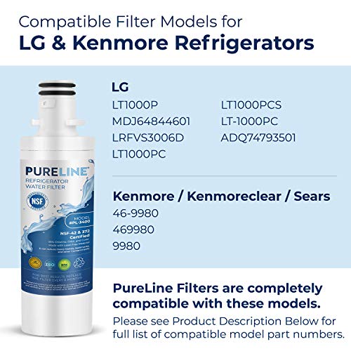 Pureline LT1000P Refrigerator Water Filter Replacement. Compatible with