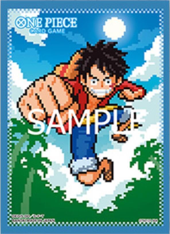 BANDAI One Piece Card Game Official Sleeves: Assortment 8 - Pixel Art Monkey.D.Luffy (70-Pack)