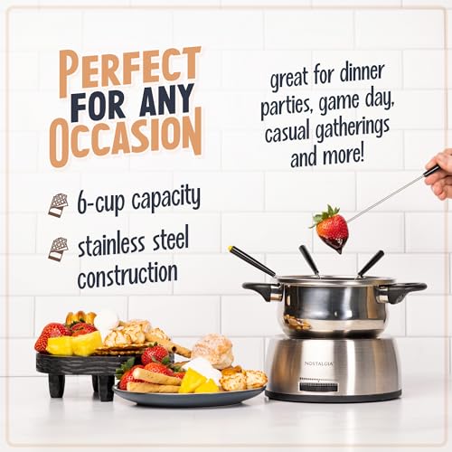 Nostalgia 6Cup Electric Fondue Pot Set For Cheese & Chocolate 6