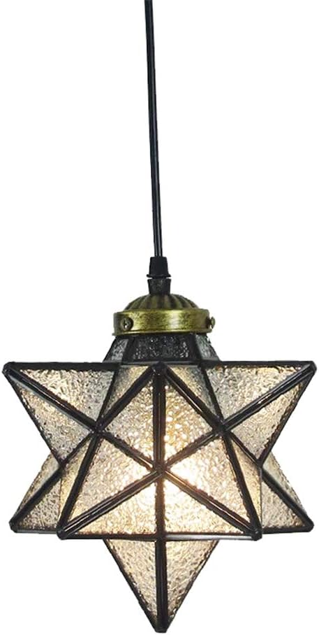 Crystal Star Pendant Light Retro Style Lamp Shade Chandelier 8'' Ceiling Hanging Droplight for Cafe Loft Bar Living Study Room Corridor Aisle (20cm)