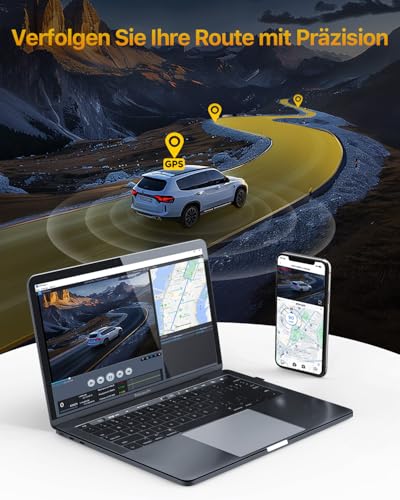 Car Dash Cam, Dual 4K 60fps+2.5K, 5G WiFi Car Camera with SD 64G, 1.47 Inch IPS Screen, GPS, Super Night Vision, G-Sensor, Loop Recording, HDR, 360° Rotating, Max 512GB