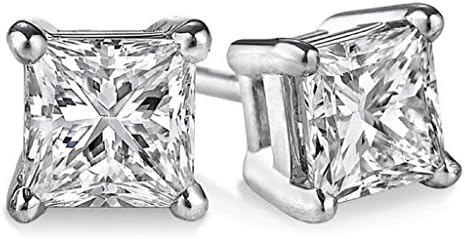 PARIKHS Princess cut Diamond stud Popular Quality 14k White Gold (0.20ctw, Clarity-I2)