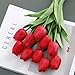 Jasion 10 Pcs Artificial Tulips Real Touch PU Flower Arrangement Bouquet Home Wedding Parties Decor (Red)