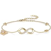 CYW Moissanite Infinity Chain Bracelet for Women, Real Authentic 925 Sterling Silver, 5.8-7.8inch (15-19cm) Adjustable, Birthday Anniversary Valentines Christmas Ideal Gift for Her