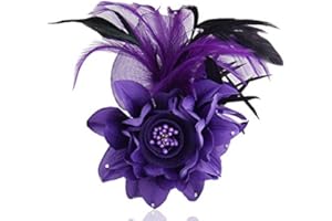 OIDIMS Elegant Flower Brooch for Women Feather Wedding Party Dance Banquet Pins Hairpins for Lady Floral Hat Lapel Dress Suit Ceremony Accessories Corsage Brooches Vintage CZ Jewelry Gifts Favors