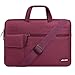 MOSISO Laptop Shoulder Bag Compatible with MacBook Air/Pro, 13-13.3 inch Notebook, Polyester Flapover Briefcase Sleeve Case, Wine Red