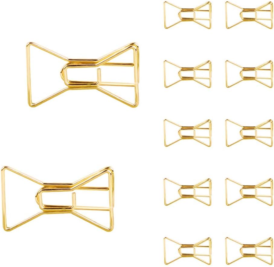 Joyci 30-Pack Gold Novel Shaped Paper Clip Memo Holder Bookmark Organizer Photo Clip Art Office Supply Accessories (Letter-Bowknot)