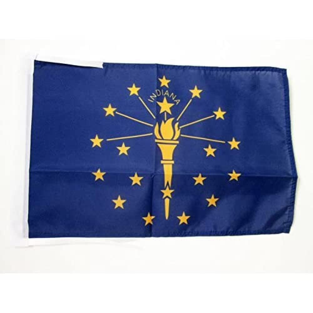AZ FLAG - Indiana Flag - 18'' x 12'' - 100% Polyester US state of Indiana Small Banner with Two Cords - Fade Resistant - Vivid Colors - 18x12 in - 45x30 Cm — image 1