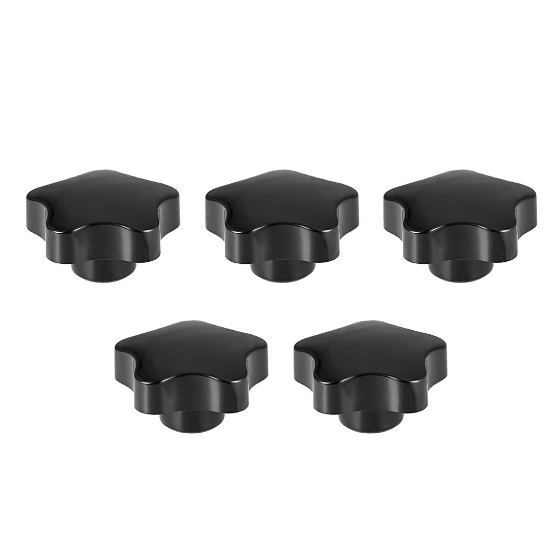 sourcing map Star Knob Grip Handle M12 Diameter Brass Insert Female Thread Set of 5 Black