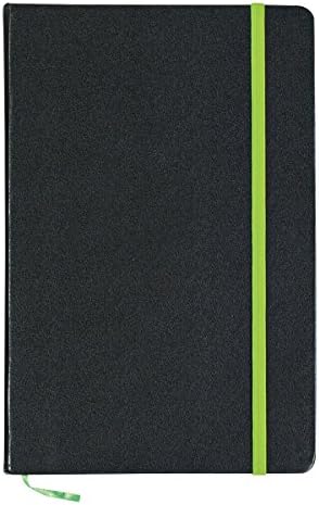 Black Journal/Writing Notebook/Blank Diary/Lined Pages Book- Colored Rubber Closure And Bookmark,Hardbound, Inside Back Pocket (Green)
