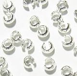 40 pcs .925 Sterling Silver Knot Round Crimp Bead Cover 3mm / Findings/Bright