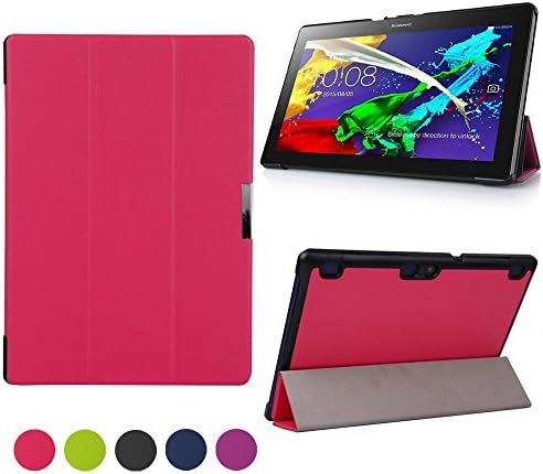Lenovo Tab 2 A10 &amp; Lenovo Tab 3 10 Case - Housailei Ultra Slim &amp; Ultra Light Smart Case Stand Cover with Auto Sleep/Wake Feature for Lenovo Tab2 A10-70 &amp; Lenovo Tab 3 10 Business Tablet (Magenta)