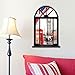 DNVEN Vintage London Telephone Booth England Big Ben Bus City Scenery 3D Full Colour High Definition Faux Window Frame Wall Decals Stickers Bedroom Living Room Playroom Decals 18 inches x 27 inches