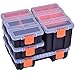 UMI 4 in 1 Tool Organizer Set Multi-purpose Toolbox with Removable Compartments Bins Portable Tool Storage Box for Small Parts with Transparent Lid Black + Orange