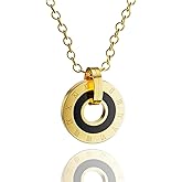 18K Gold Platde Chain For Women Necklace,Double Circle Pendant Necklace,Gifts for Women